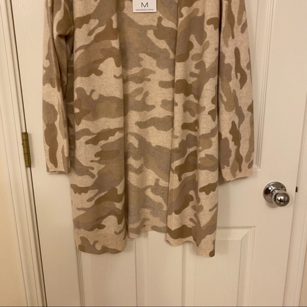 MAGASCHONI Cashmere Camo Open Front Cardigan in Neutral Camo - Picture 6 of 12